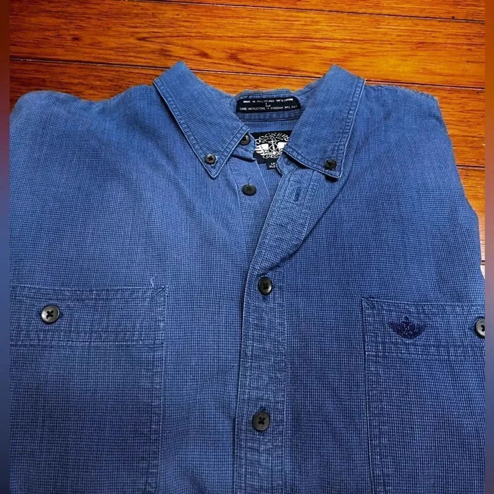 EUC Dockers Long Sleeve Blue Button Down Shirt Size Large #MSOC#14